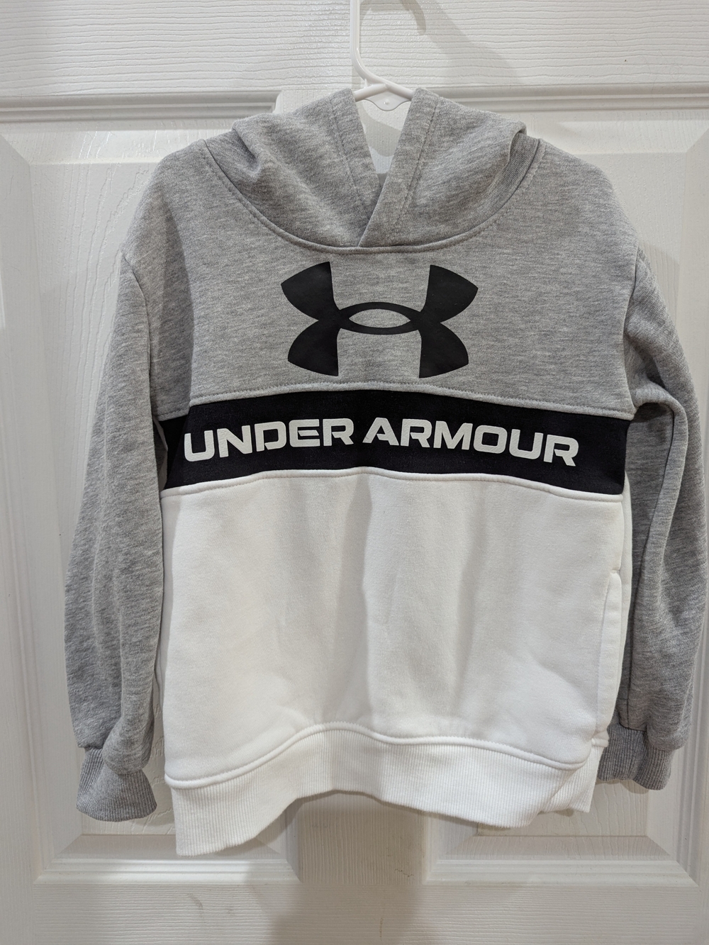 Under Armour Kids Grey, White & Black Logo Pullover Hoodie